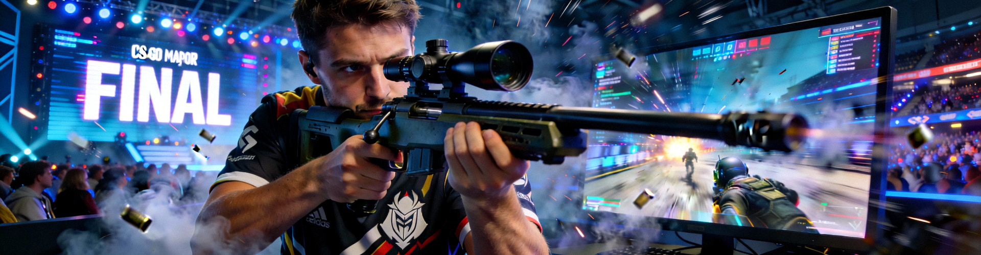 CS:GO Major锦标赛决赛瞬间 - 选手专注瞄准，比赛紧张刺激